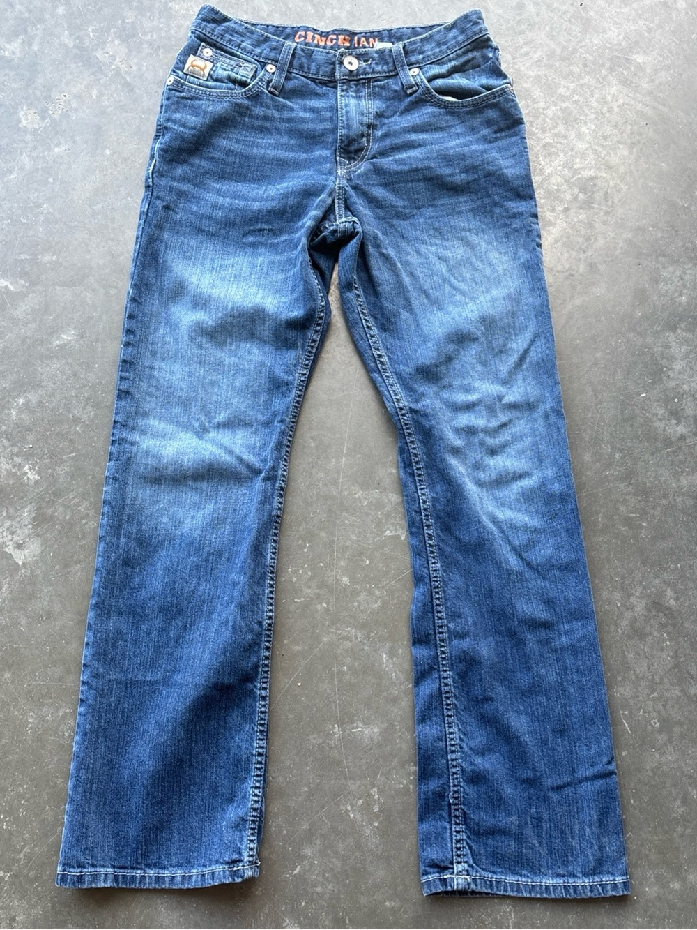 Cinch Men’s Ian Cotton Blend Stretch Denim Bootcut Western Blue Jeans Size 29x32